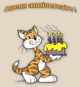 Gif animé joyeux anniversaire chat